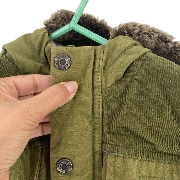 Old Navy sherpa-lined hooded utility jacket corduroy accents parka green size 2T - Picture 5 of 9